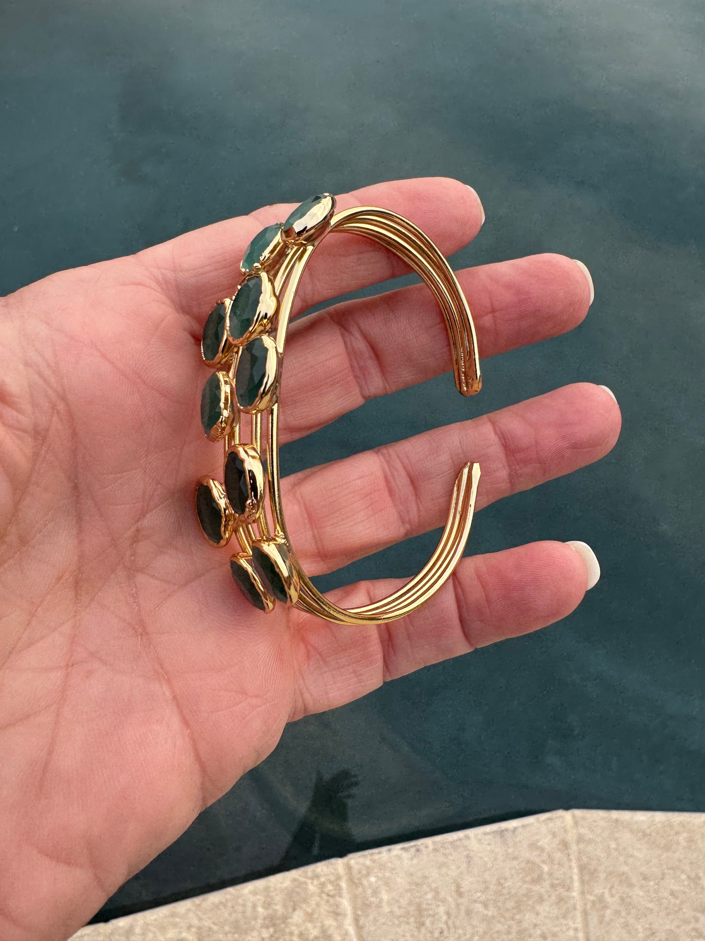 Quad cuff stone adjustable bracelet