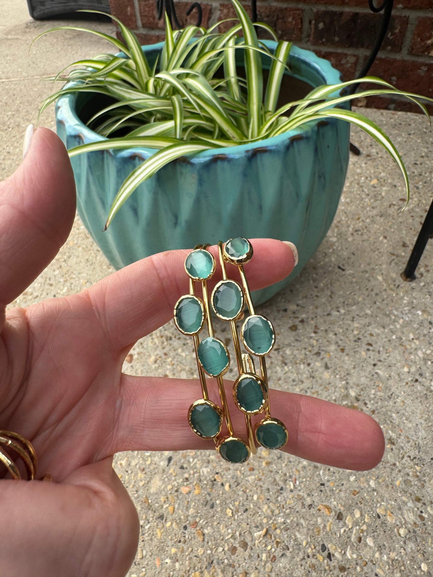 Quad cuff stone adjustable bracelet