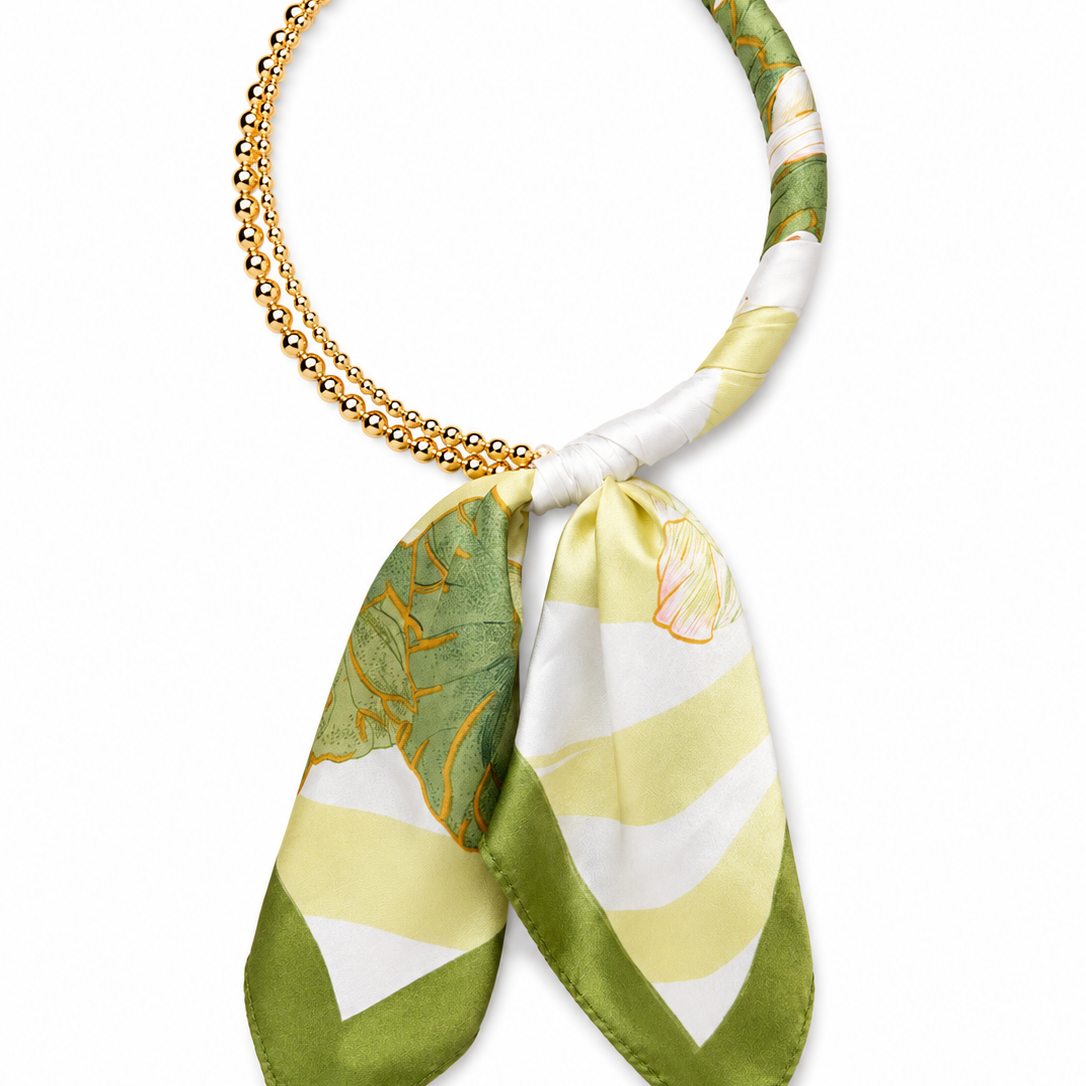 Gold Beaded Scarf Necklace