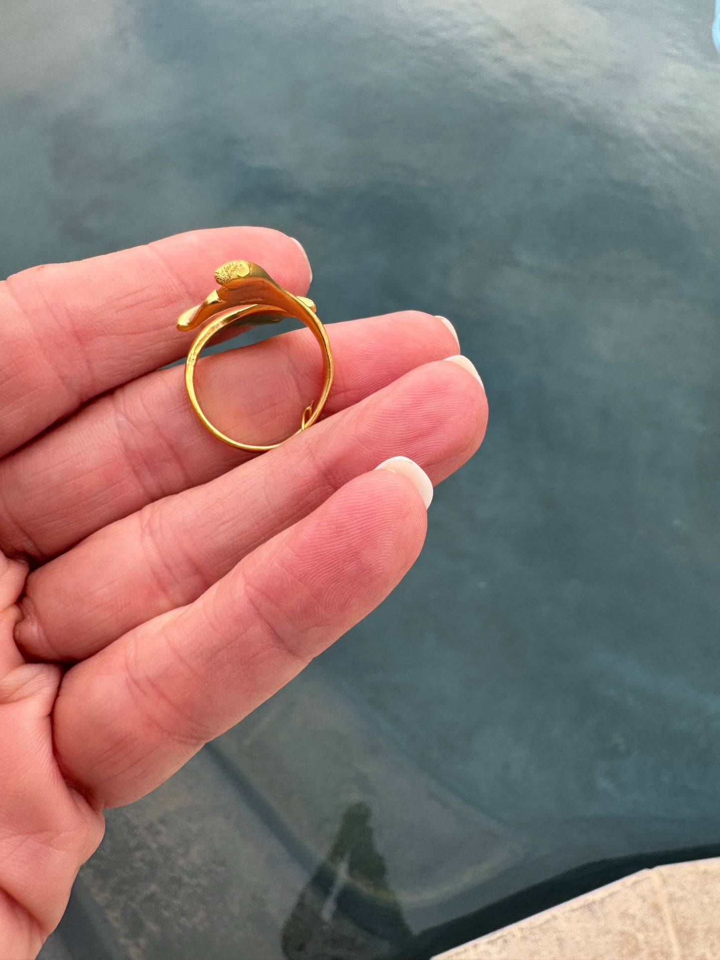 Gold plated adjustable abstract ring