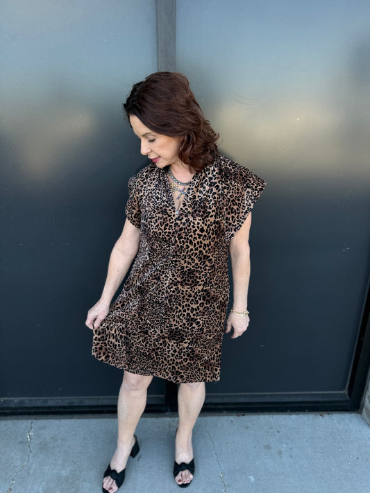 The Luna Leopard Ruffle Neck Dress 🐆