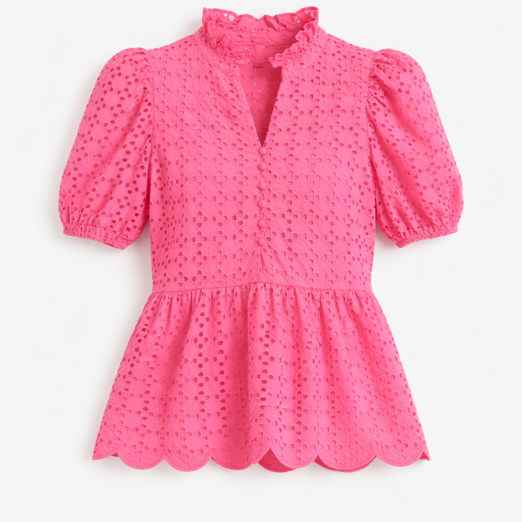 Eyelet Bloom Puff Sleeve Top