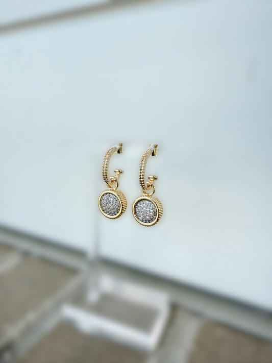 14K Gold Plated Round CZ Earrings