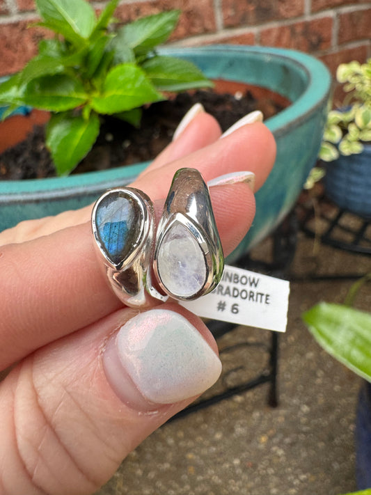 Rainbow Labradorite rings