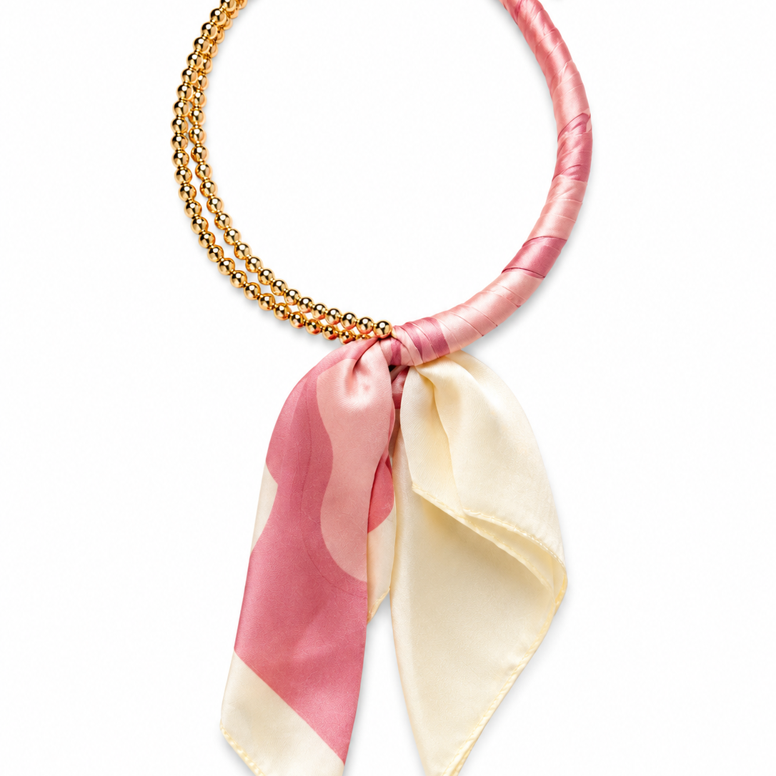 Gold Beaded Scarf Necklace