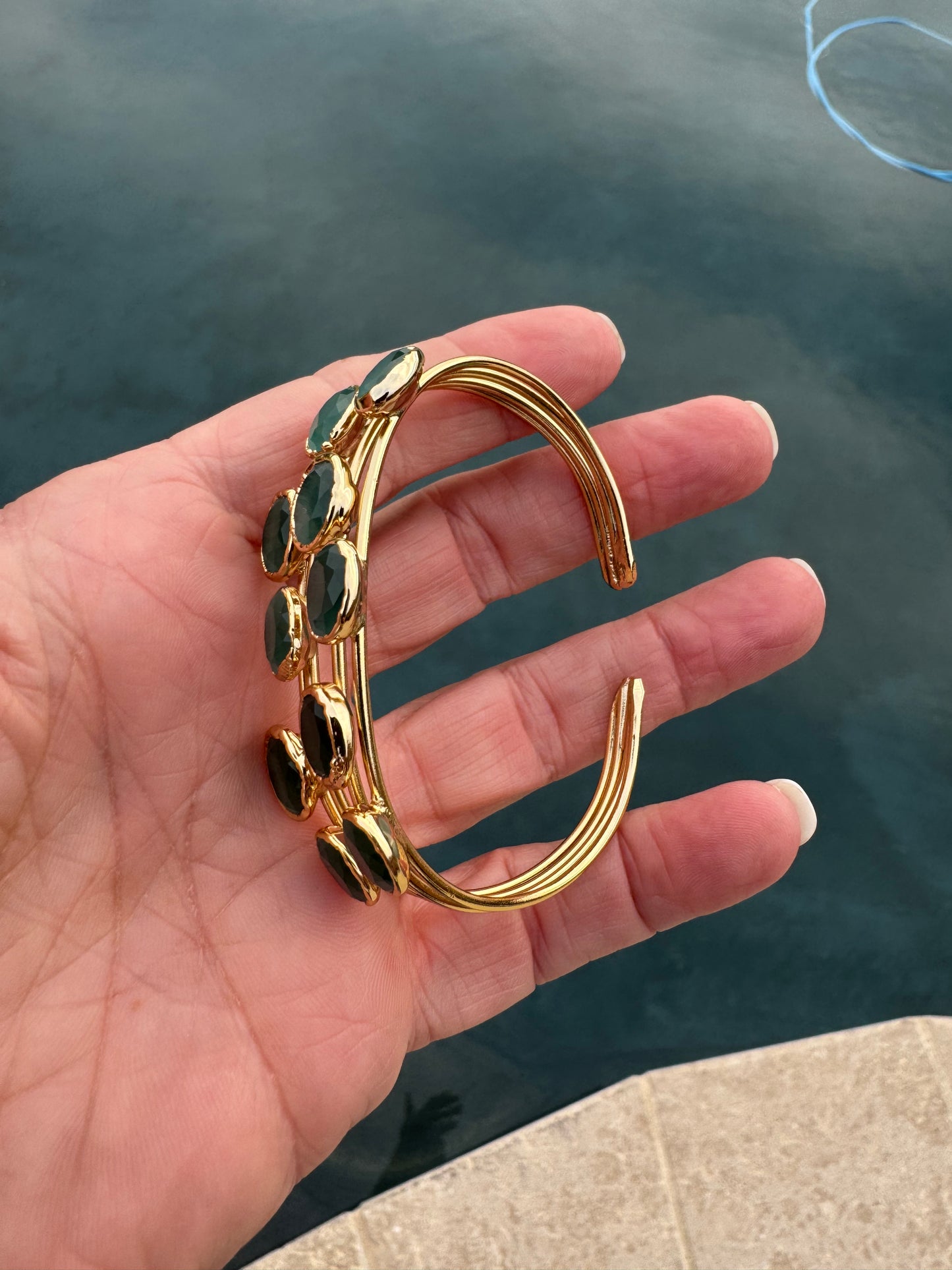 Quad cuff stone adjustable bracelet