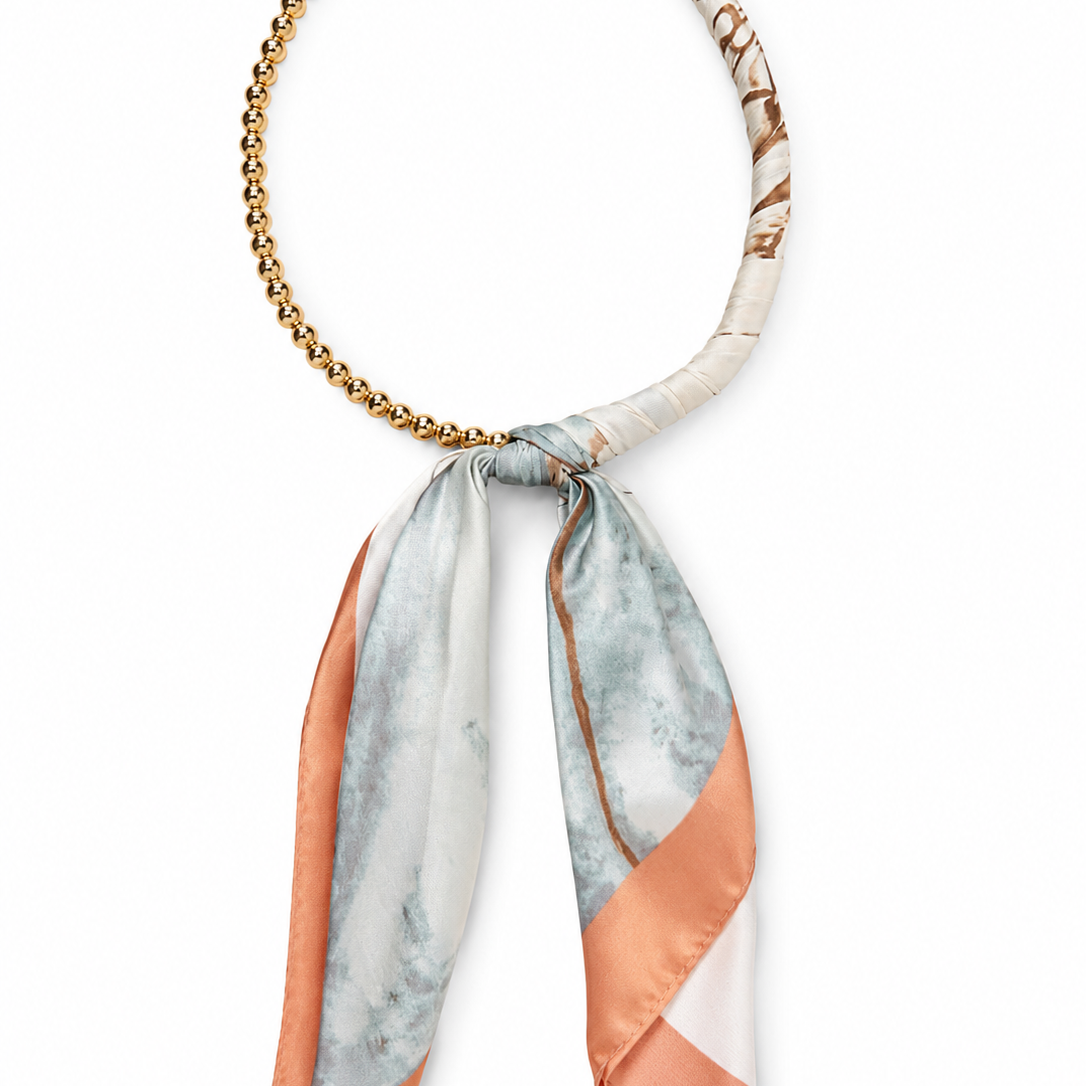 Gold Beaded Scarf Necklace