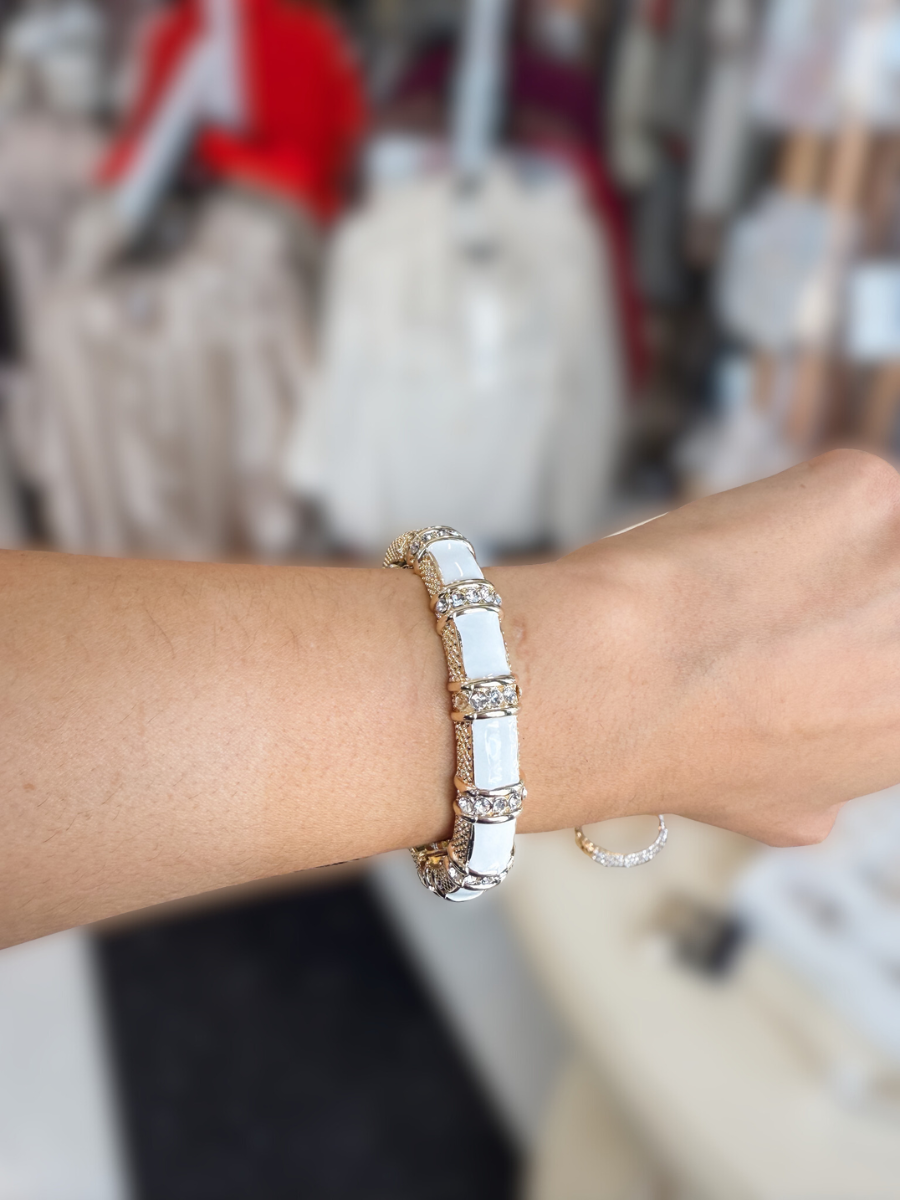 Enamel & CZ hinge bracelet