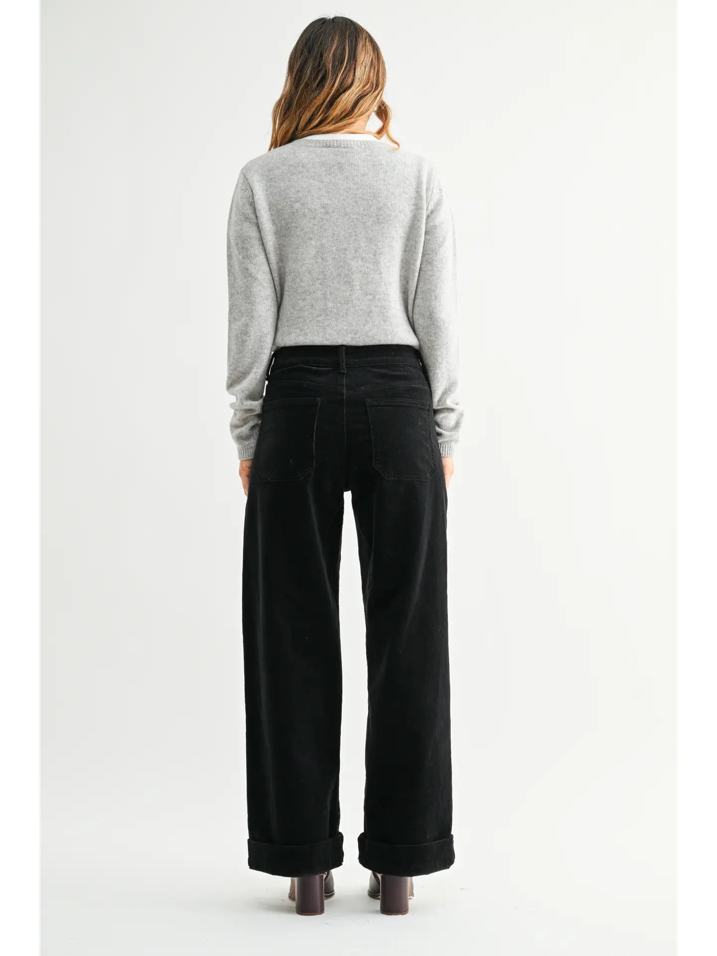 Corduroy Mini Patch Pocket Wide Leg Pants