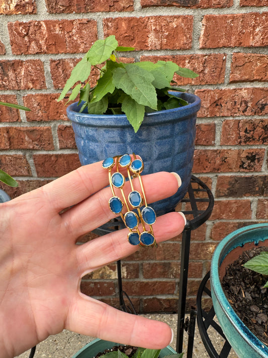 Quad cuff stone adjustable bracelet