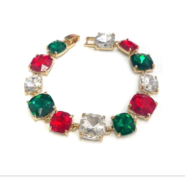 Multi Stone Holiday Clasp Bracelet