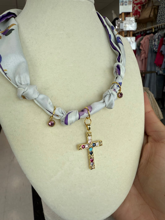 Scarf Necklace - Multi Charm