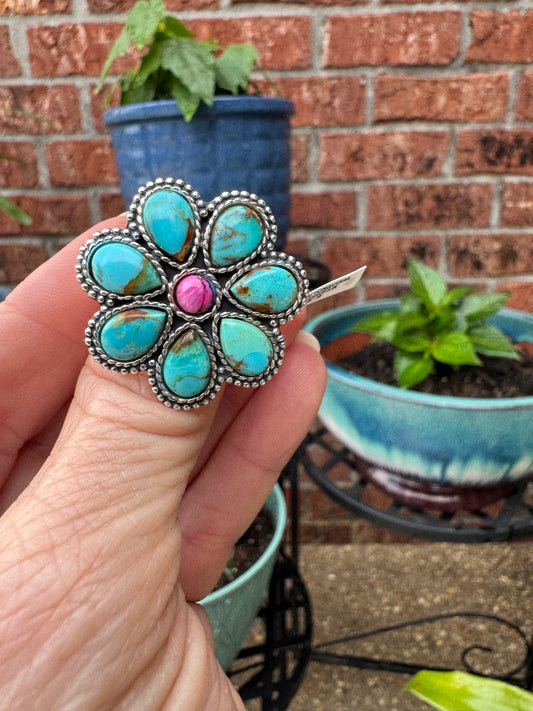 Semi precious stone flower rings