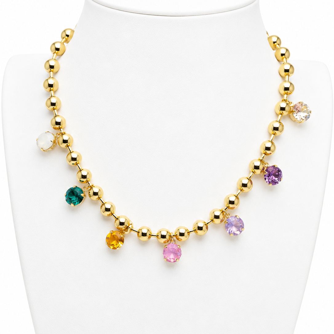 Austrian Crystal Ball chain charm necklace☀️