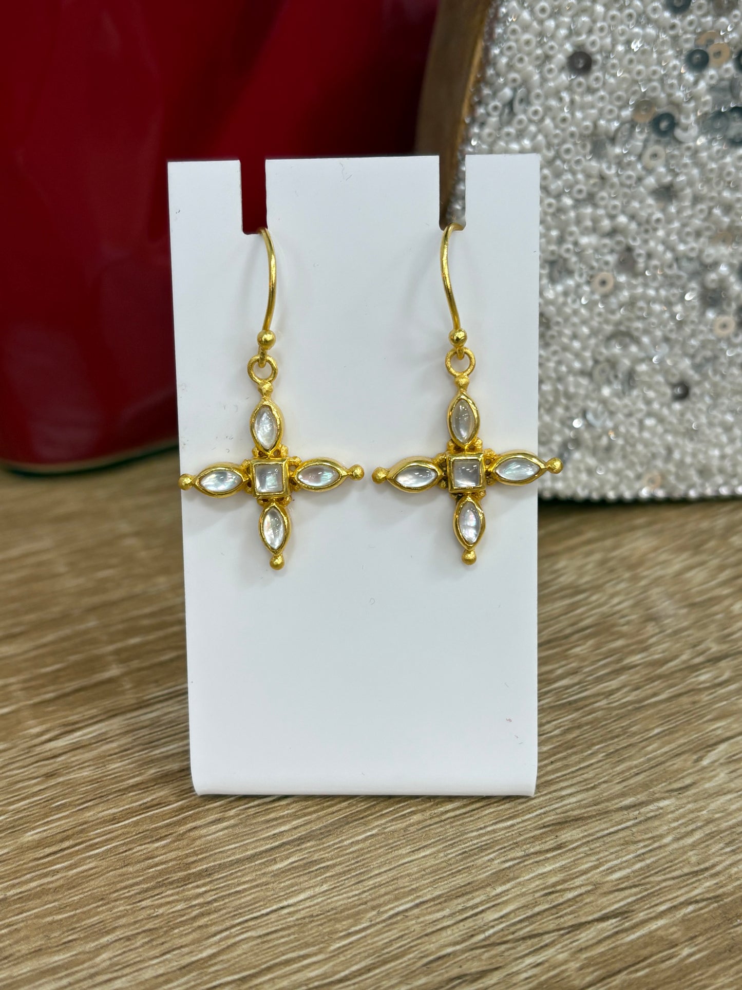 WD MOP Cross Earrings