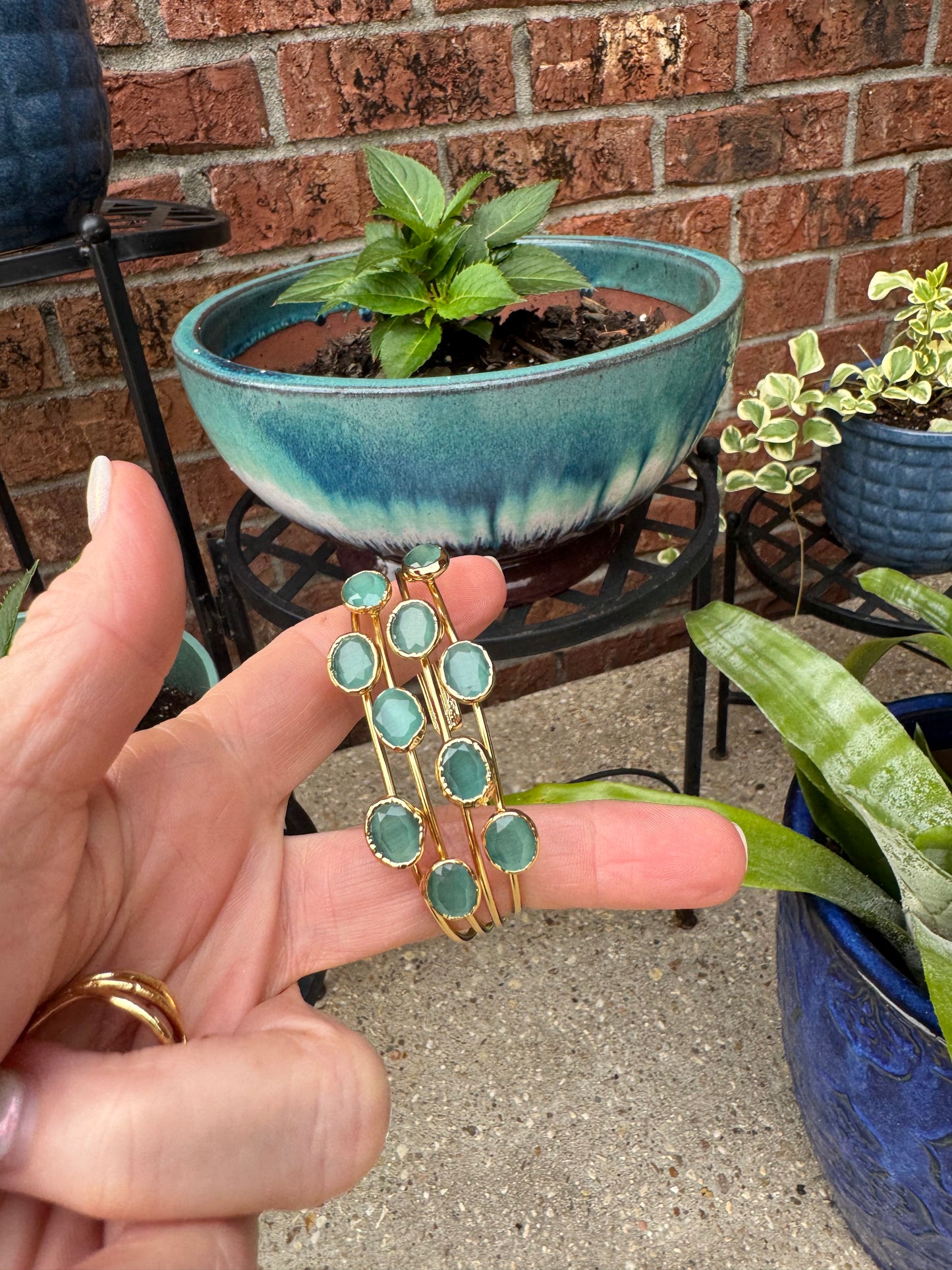Quad cuff stone adjustable bracelet
