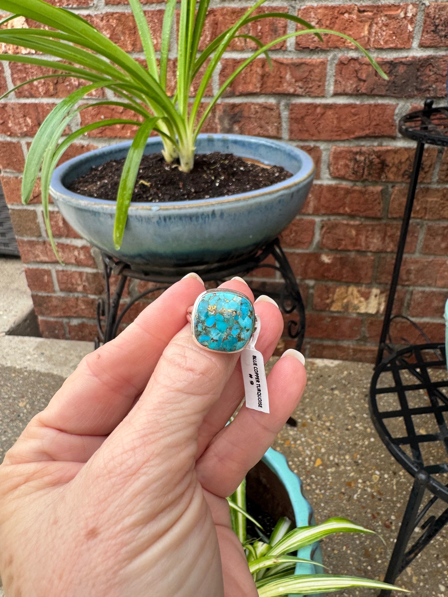 Blue copper turquoise sterling silver rings