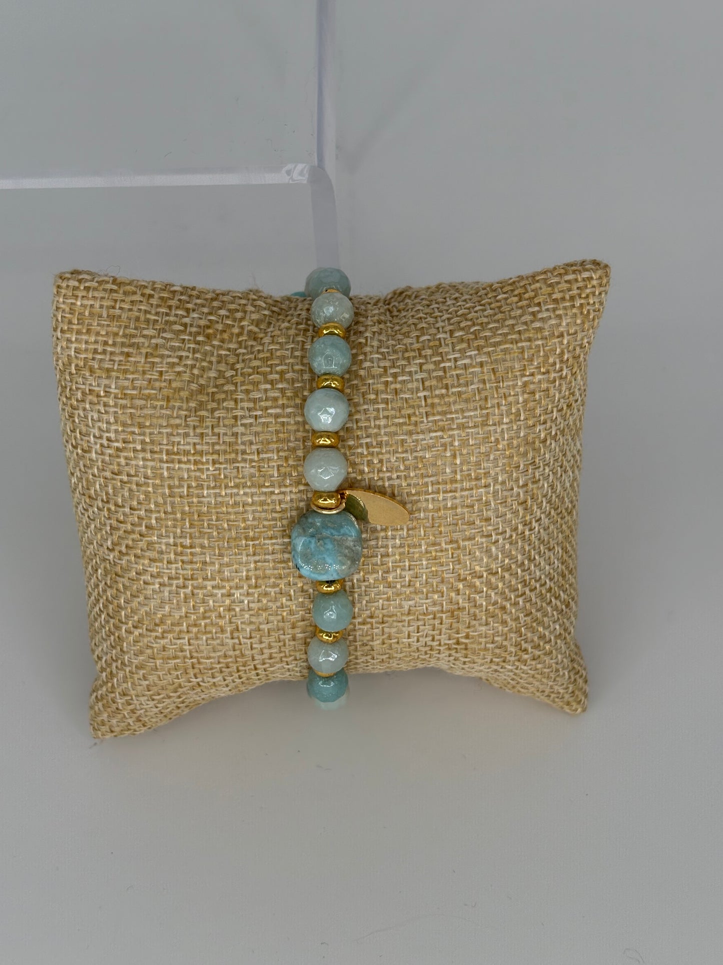 Larimar bracelet with Flat Beads