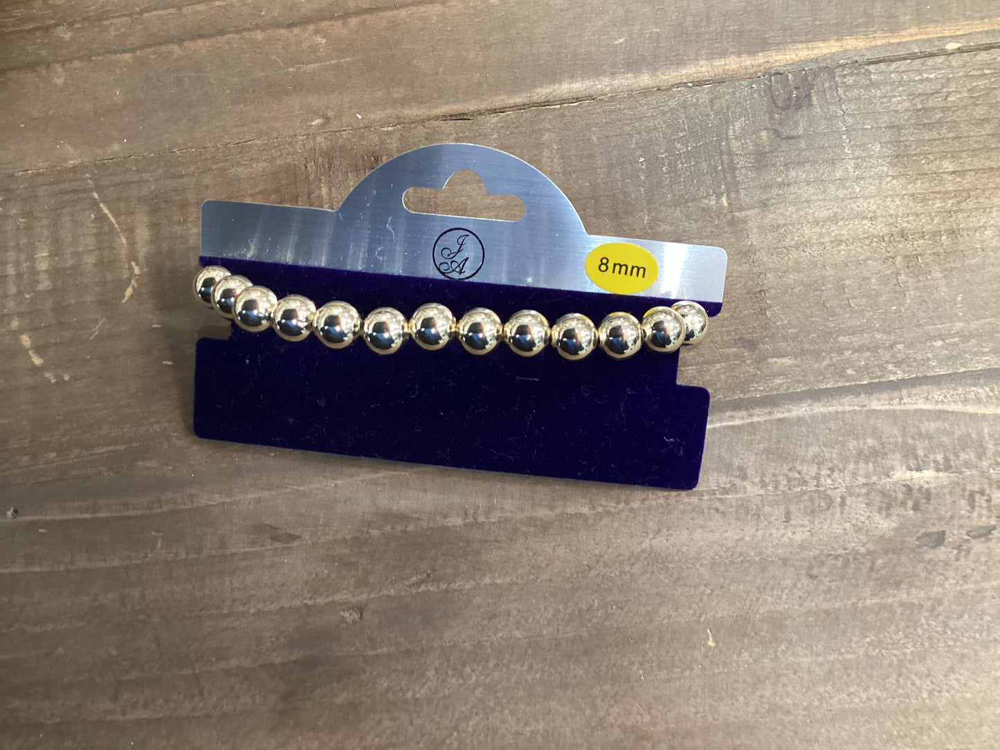 SA 8MM gold plated stretch bracelet