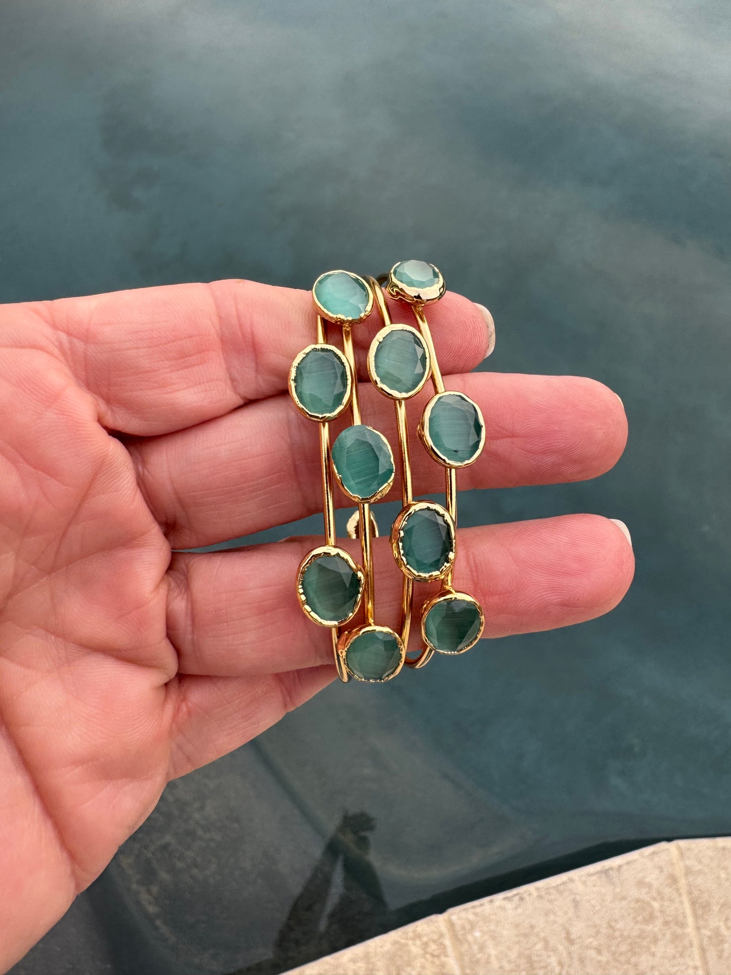 Quad cuff stone adjustable bracelet