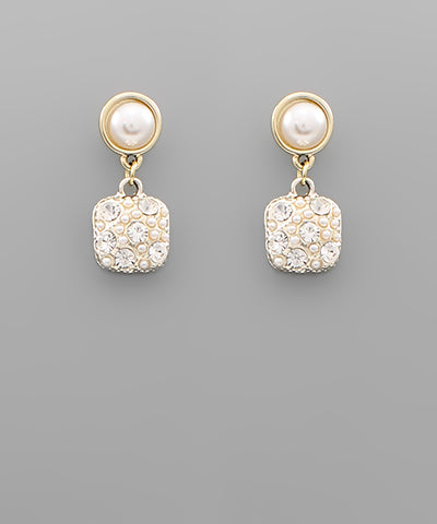 Rhinestone & Pearl Earrings