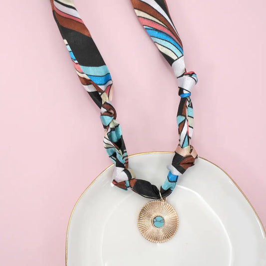 Handmade Handkerchief Necklace with Charm