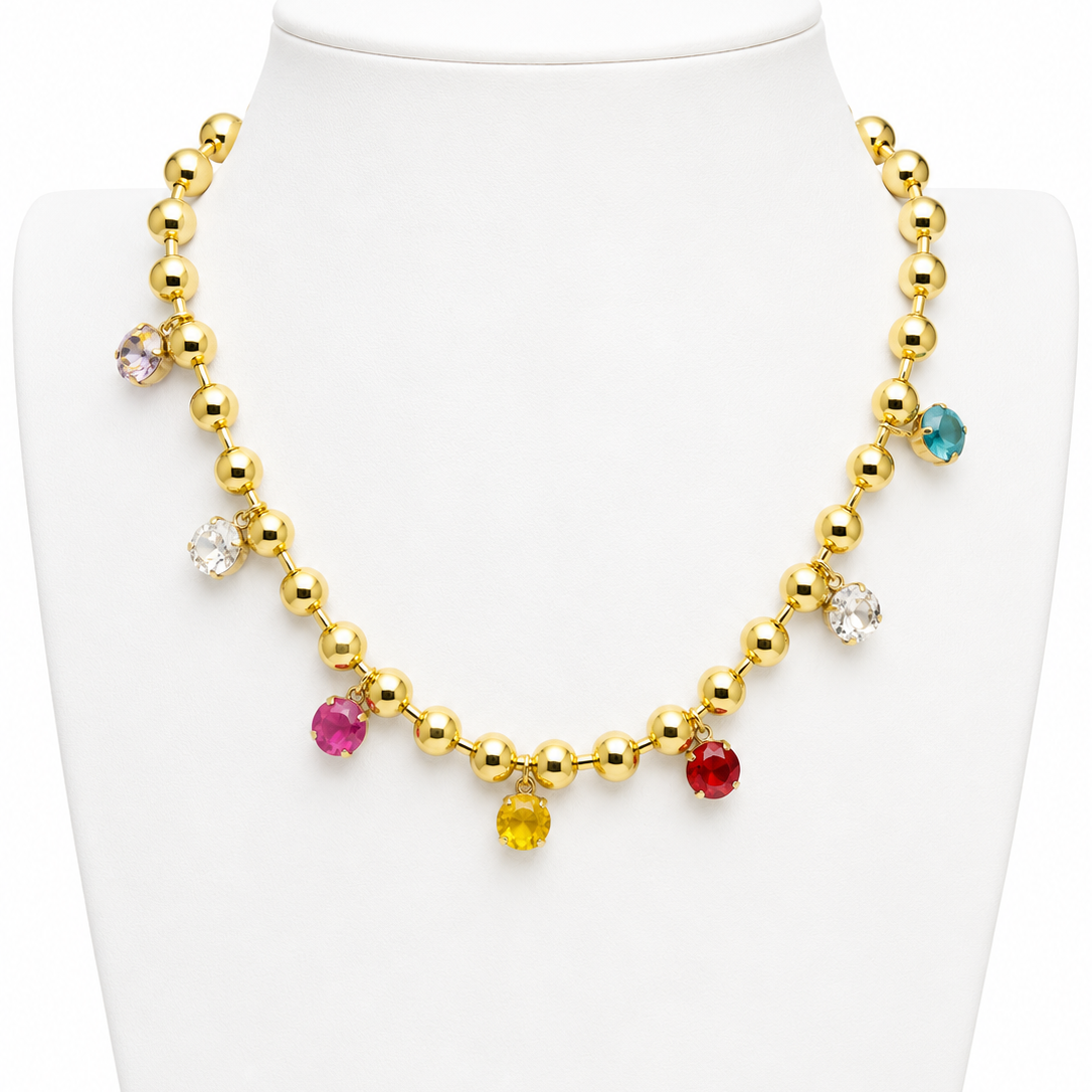 Austrian Crystal Ball chain charm necklace☀️