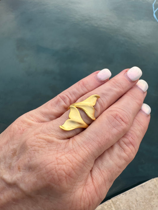 Gold plated adjustable abstract ring