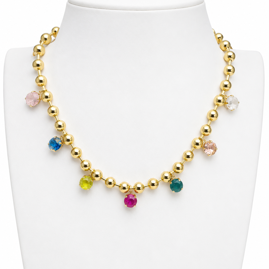 Austrian Crystal Ball chain charm necklace☀️