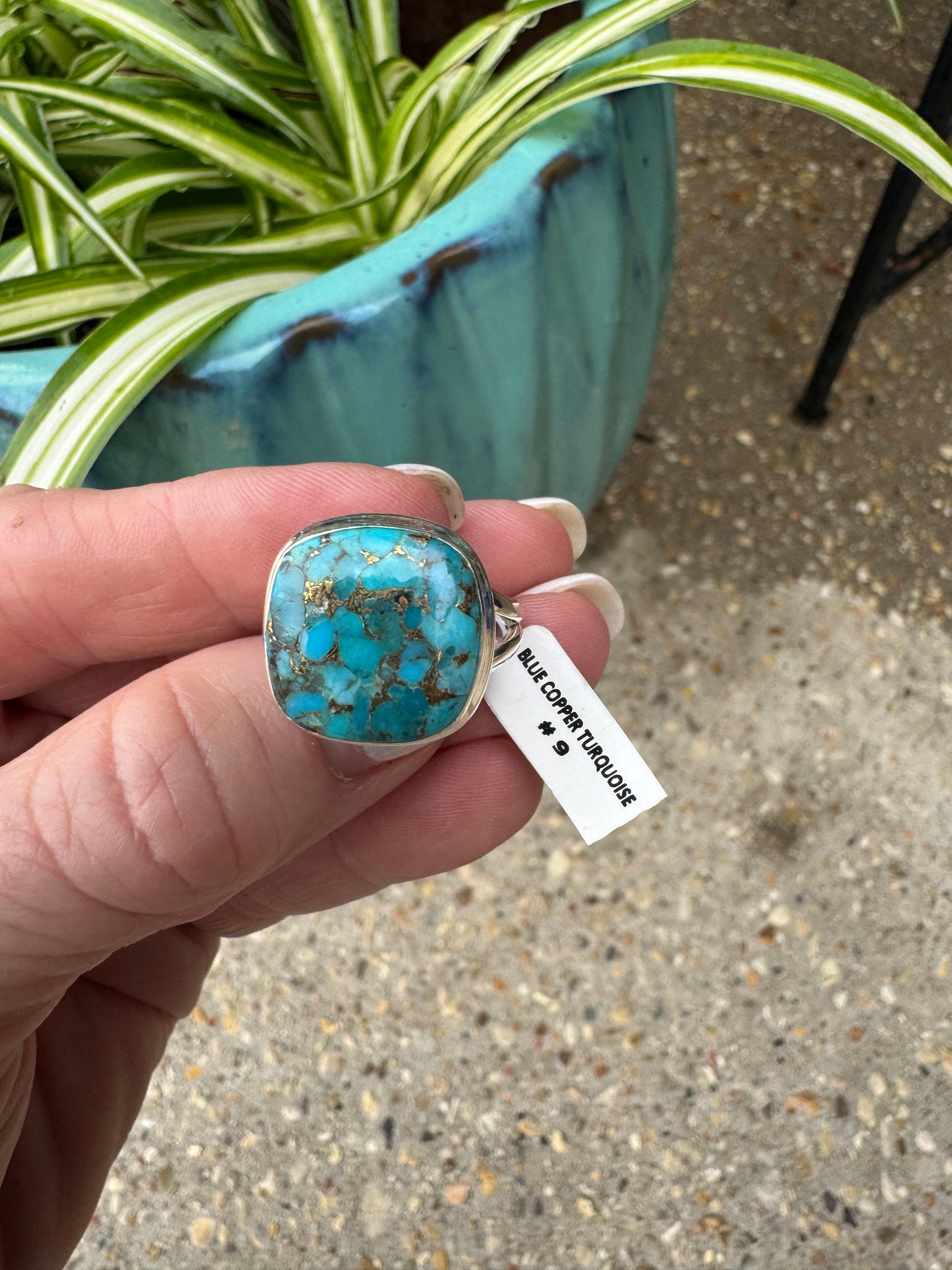 Blue copper turquoise sterling silver rings