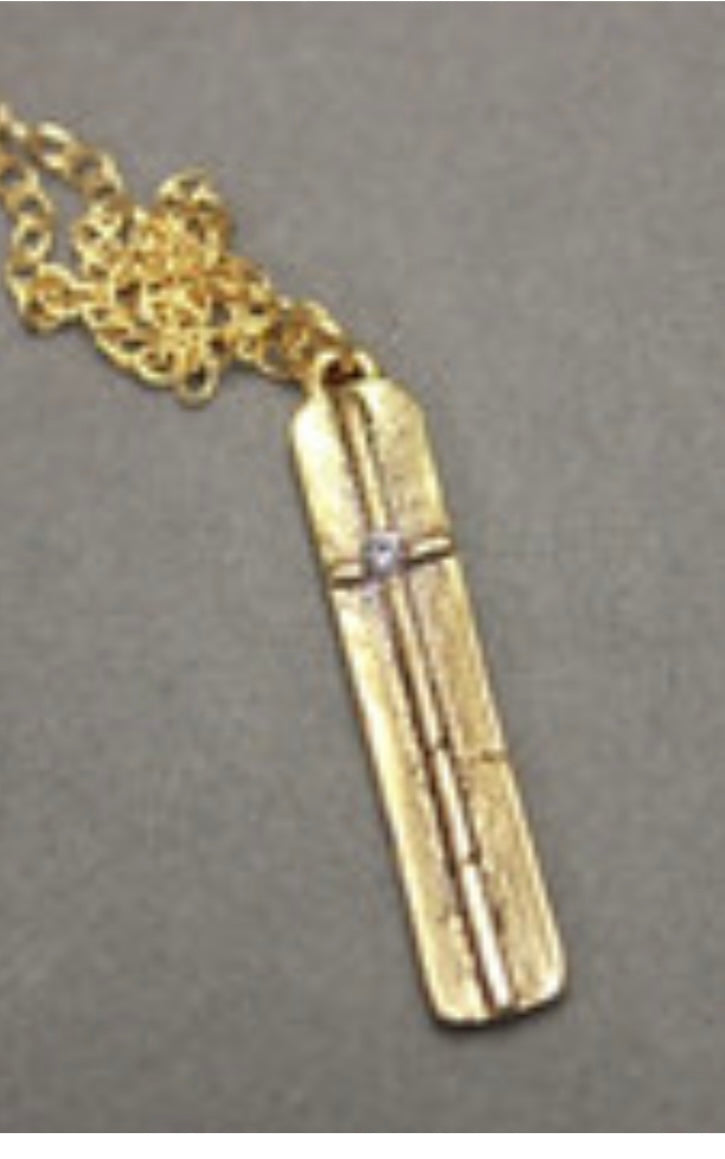 ✨ Celeste 14K Gold Cross Tag Necklace