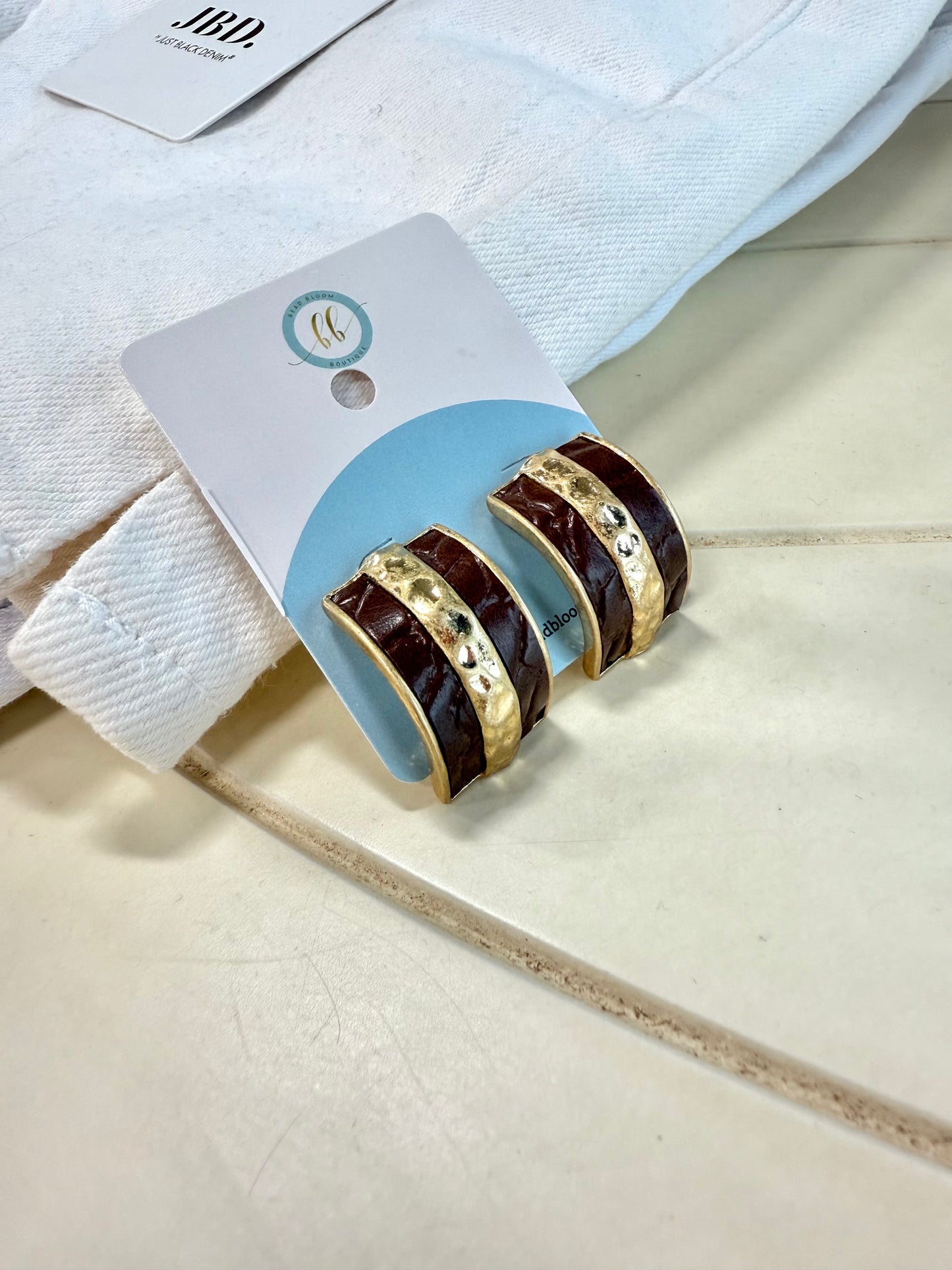 Gold & Brown Croc Earrings