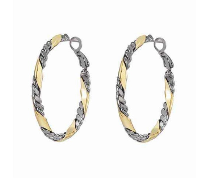 Hematite/gold hoops