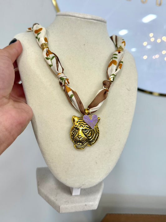 Tiger Face - Scarf Necklace