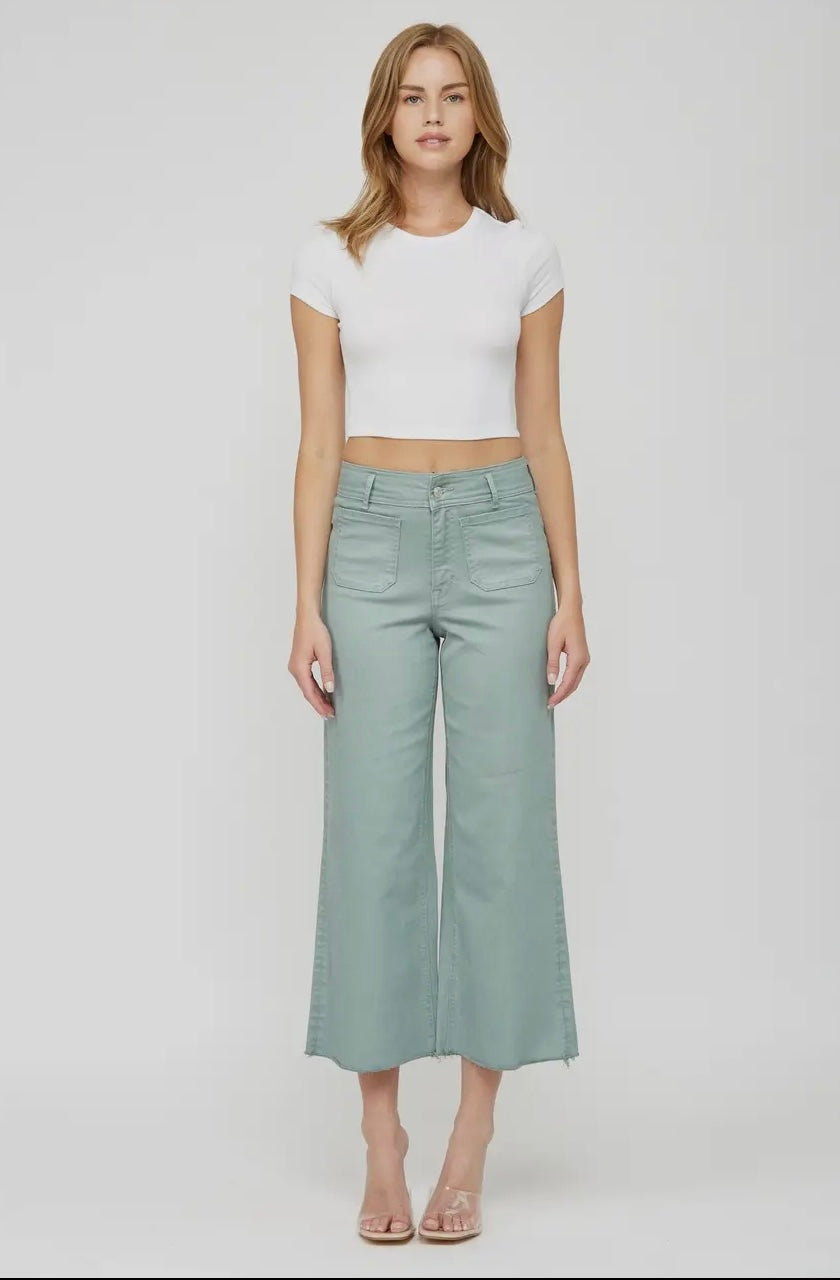 MD Mint crop wide leg denim