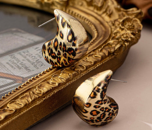 Gold & Leopard hoop earrings