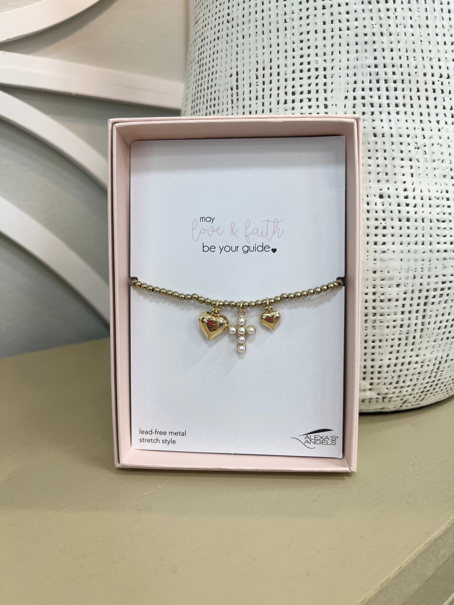 Roman Gold Heart Cross Bracelet