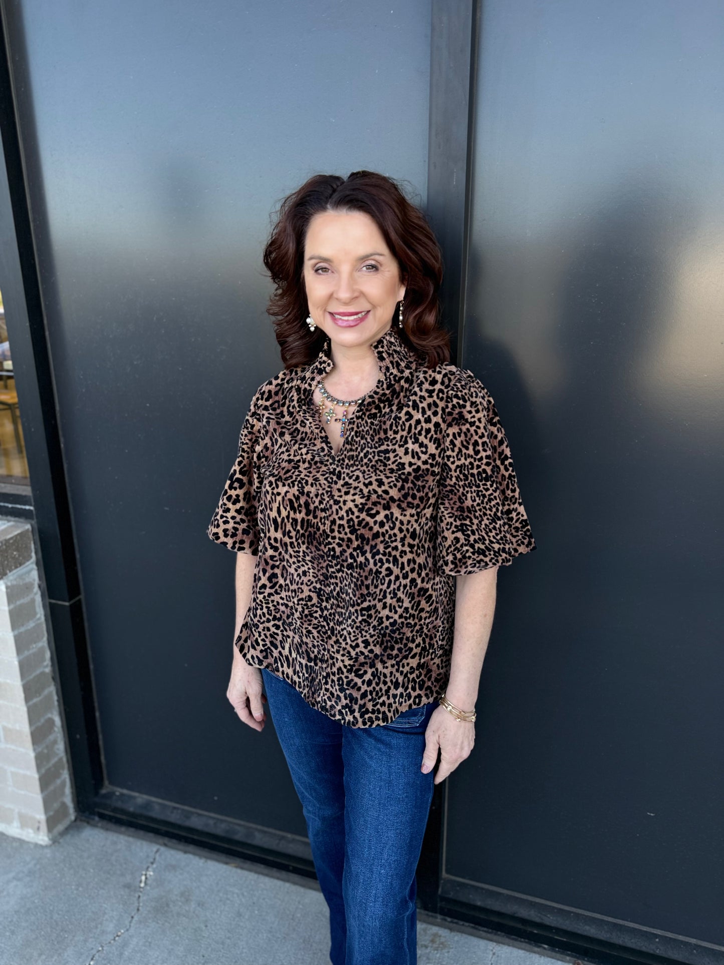 The Camille Velvet Leopard Top πβ¨