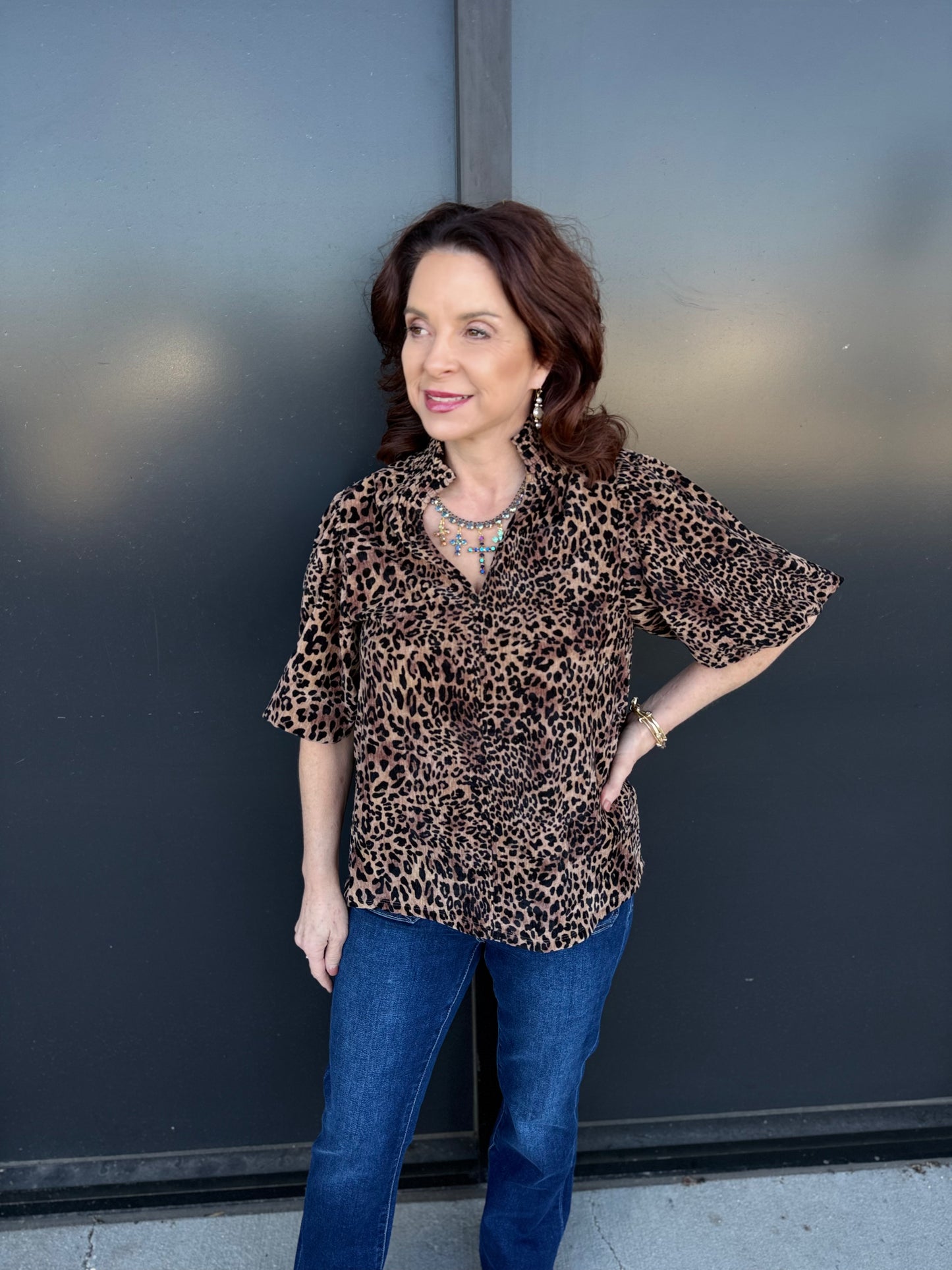 The Camille Velvet Leopard Top πβ¨