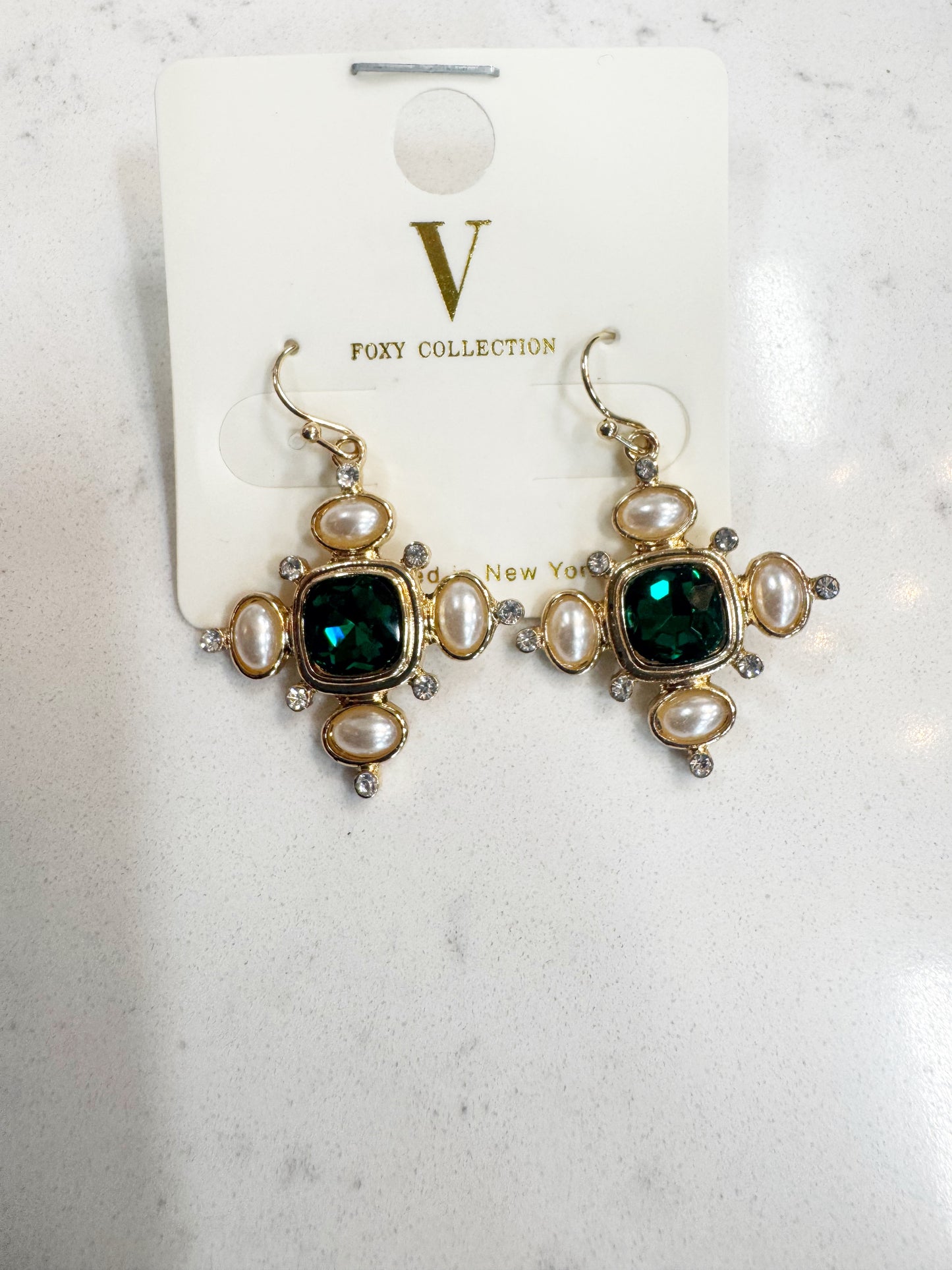 5 Stone Dangle Holiday Earring