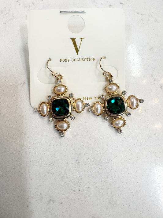 5 Stone Dangle Holiday Earring