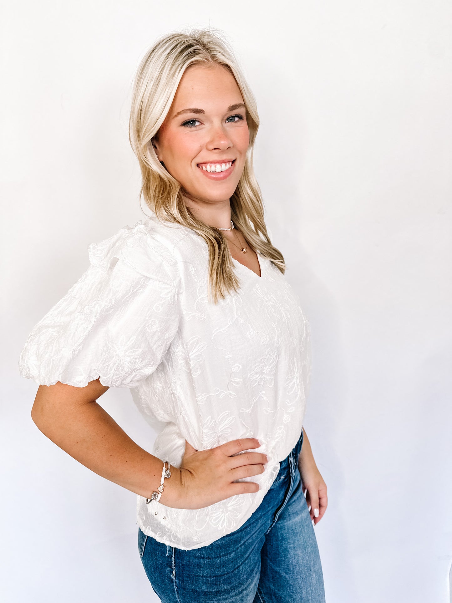 Sandy embossed floral top