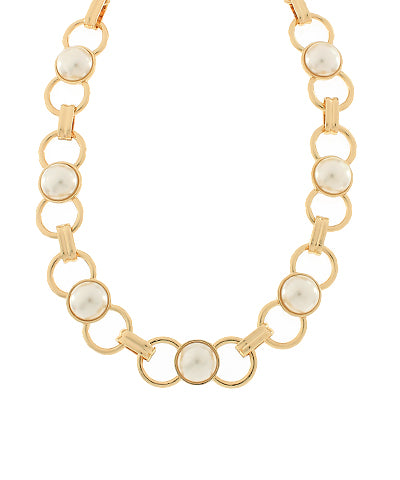 Gold/Pearl link necklace