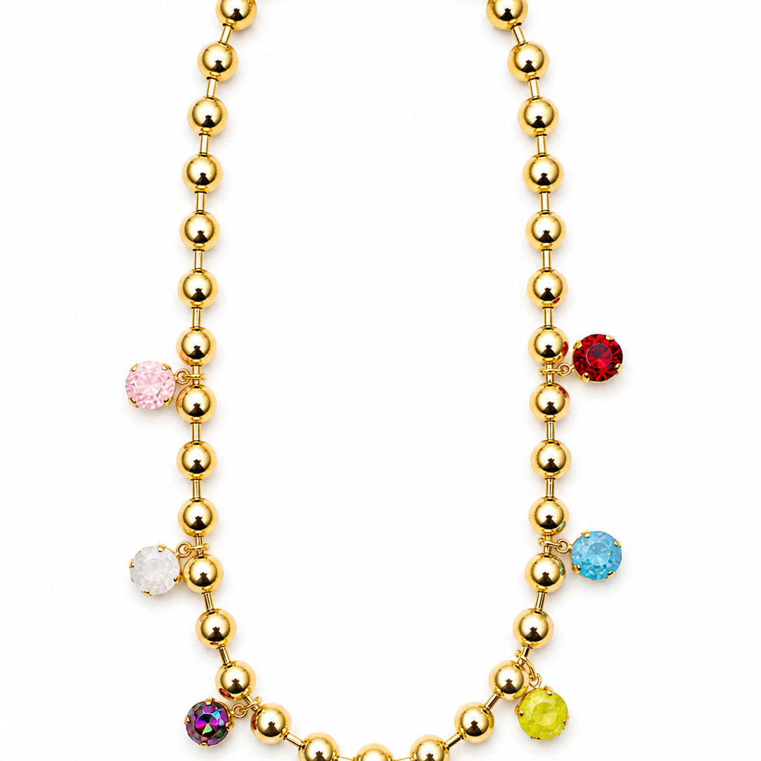 Austrian Crystal Ball chain charm necklace☀️