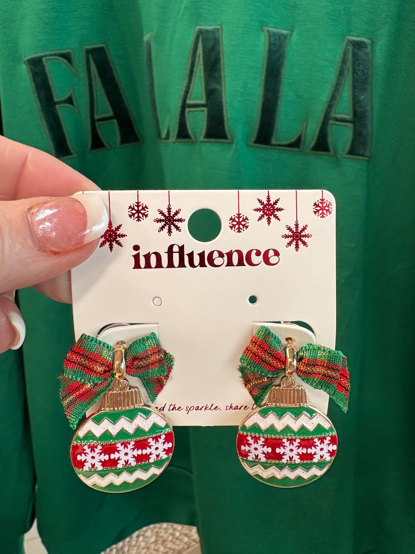 Enamel Christmas Ornament Earrings