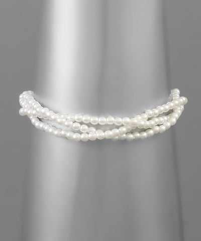 Dainty 3 strand adjustable pearl bracelet