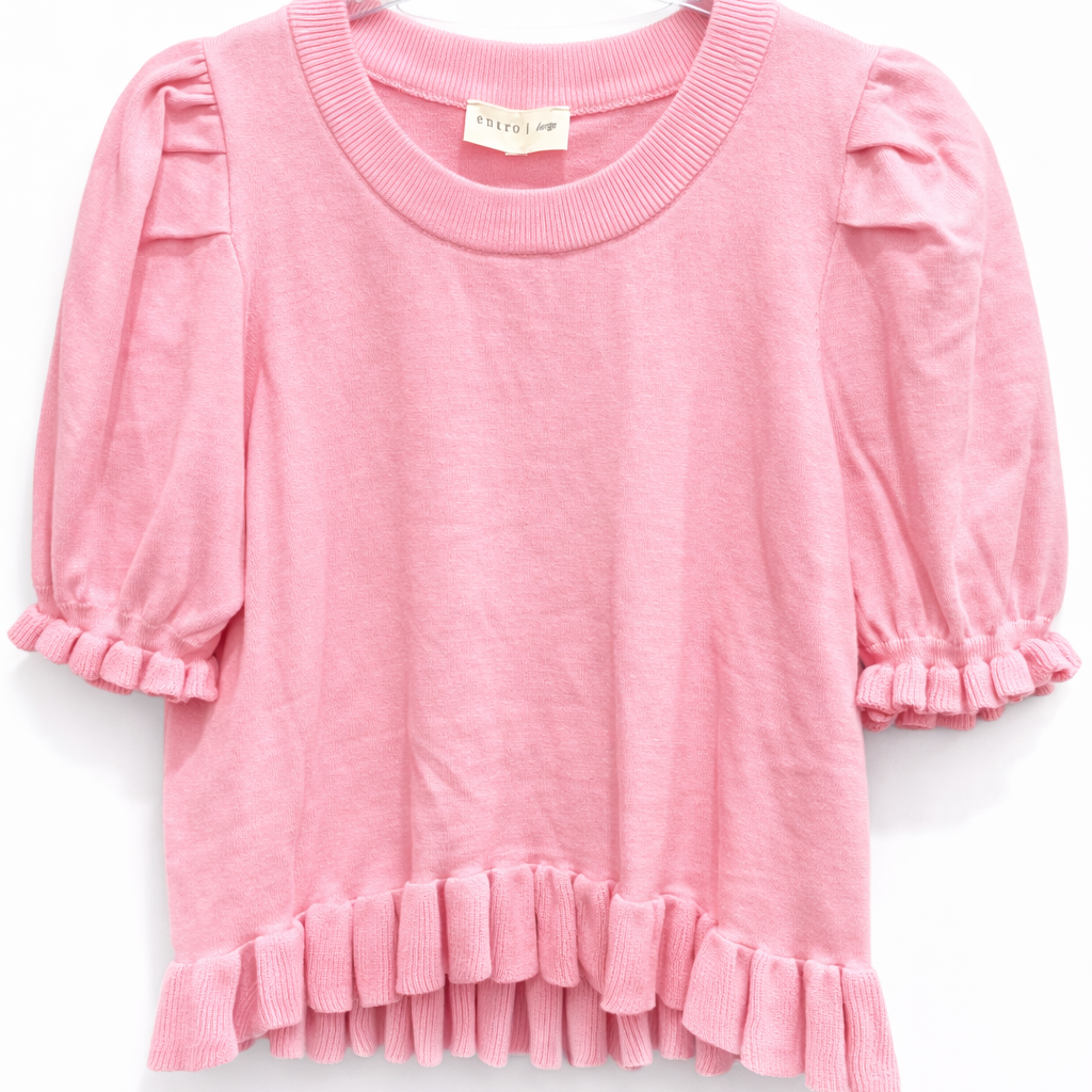 Ruffle Trim Scoop Neck Top