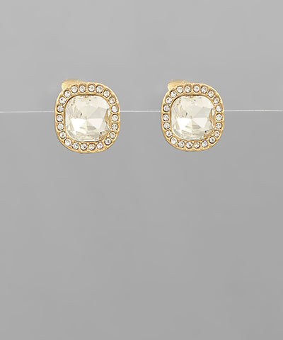 Cushion Cut Clip on Earrings