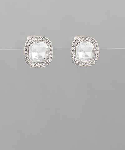 Cushion Cut Clip on Earrings