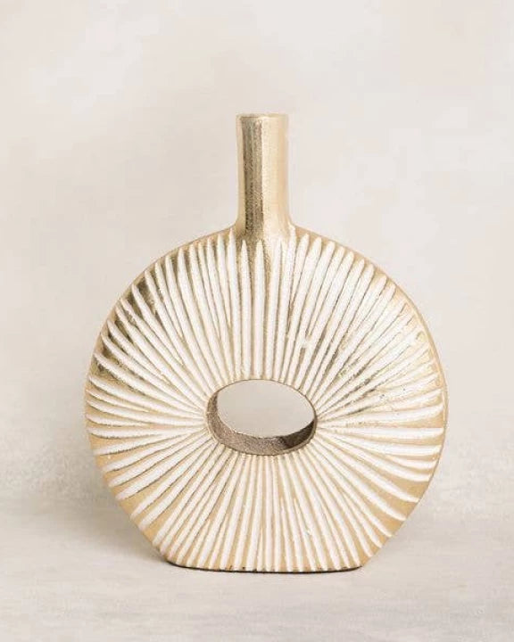 Large gold/white lines vase